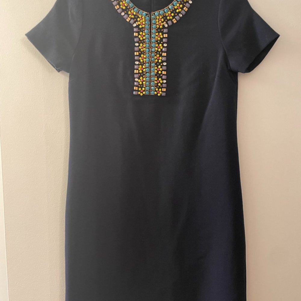 Tory Burch Dress. Navi split neck with beaded